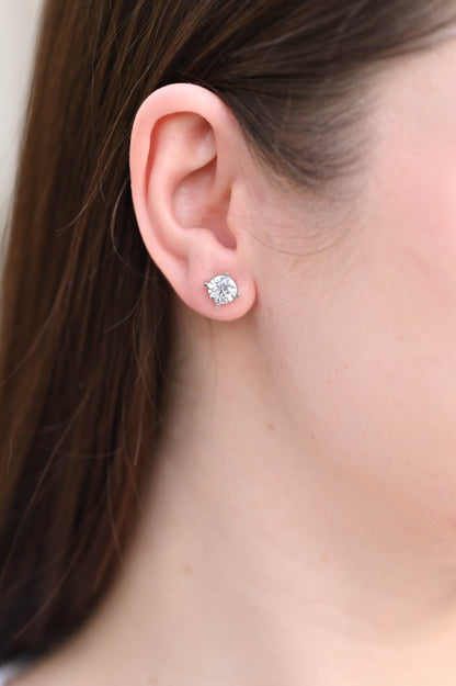 Silver Stud Earrings with Zirconia stones