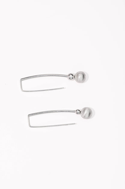 Silver Earrings Textured Sphere