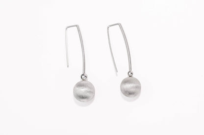 Silver Earrings Textured Sphere
