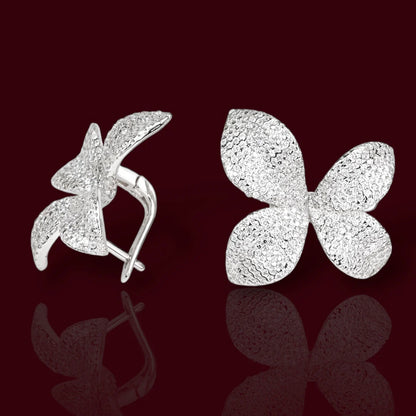 Silver Jewelry Set Flowers with Zirconia stones (Earrings,Ring,Pendant)
