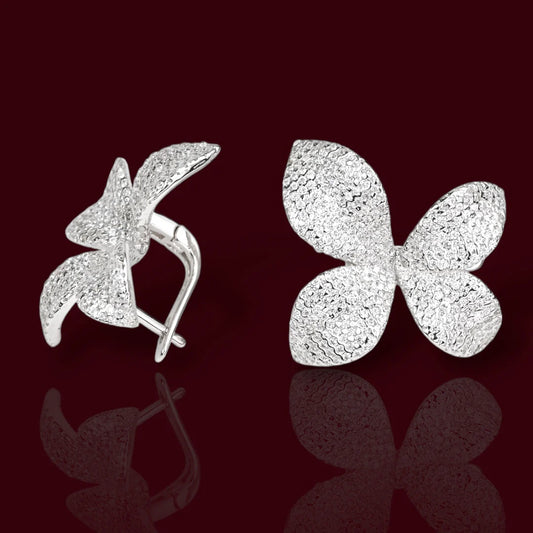 Silver Jewelry Set Flowers with Zirconia stones (Earrings,Ring,Pendant)