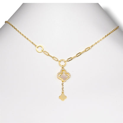 Silver Necklace Yellow Gold Plated Clover Tie