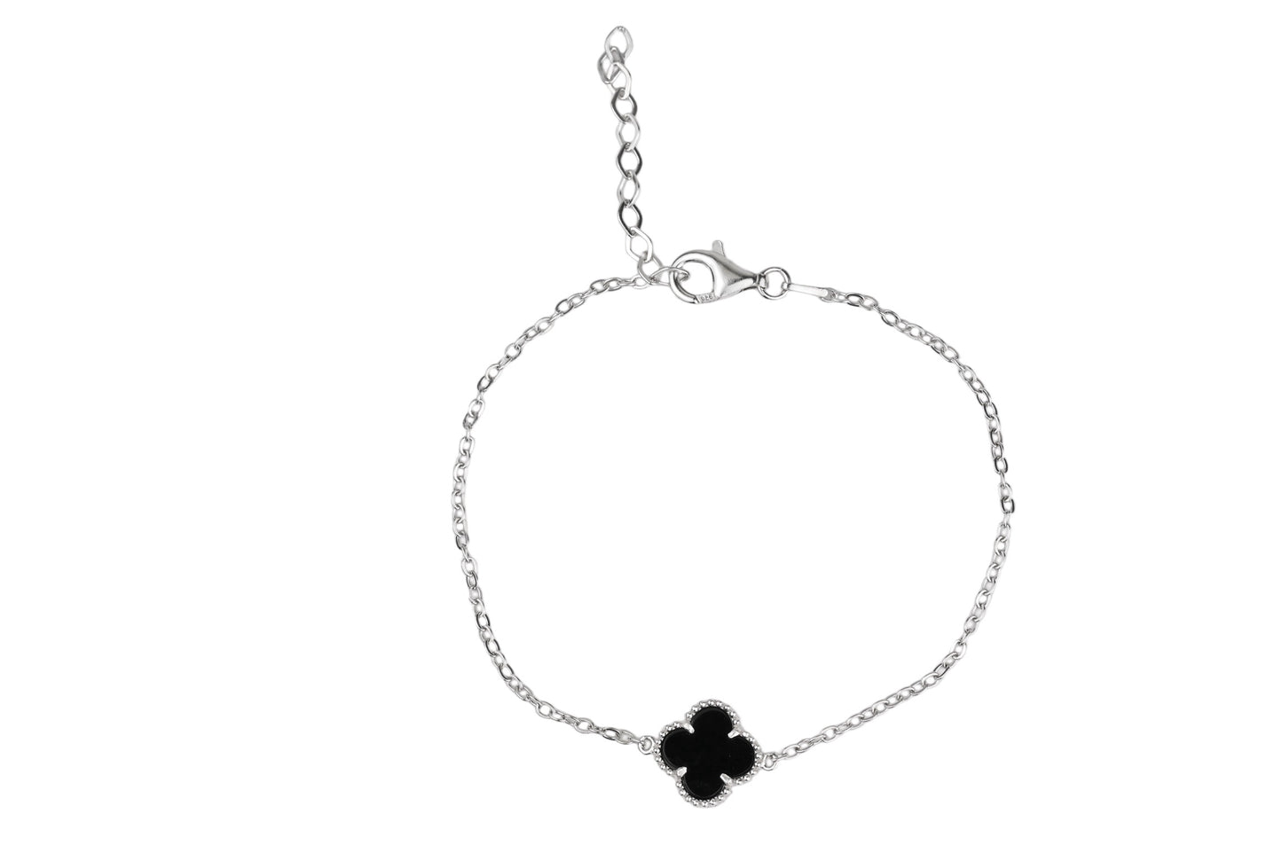 Silver Bracelet Onyx clover