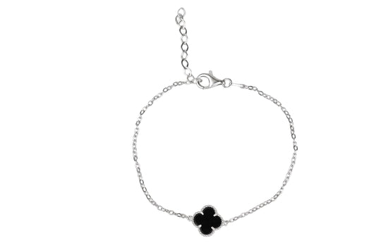 Silver Bracelet Onyx clover
