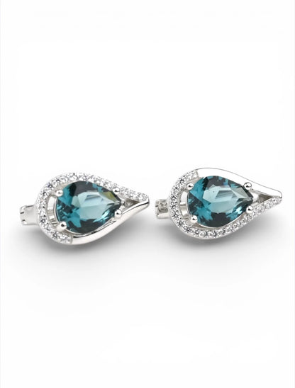 Silver Set Earrings, Pendant and Ring London Topaz
