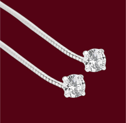 Silver Thread Earrings with Zirconia stones