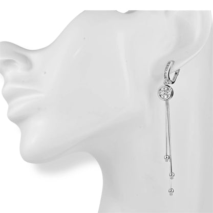 Silver Dangle Earrings Flowers