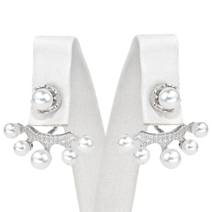 Silver Studs Transformer Earrings Pearls