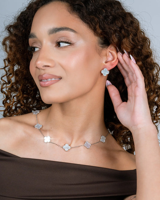 Clover Mother of Pearl Silver Earrings