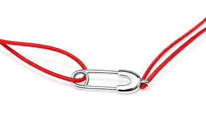 Silver Red Thread Bracelet Pin