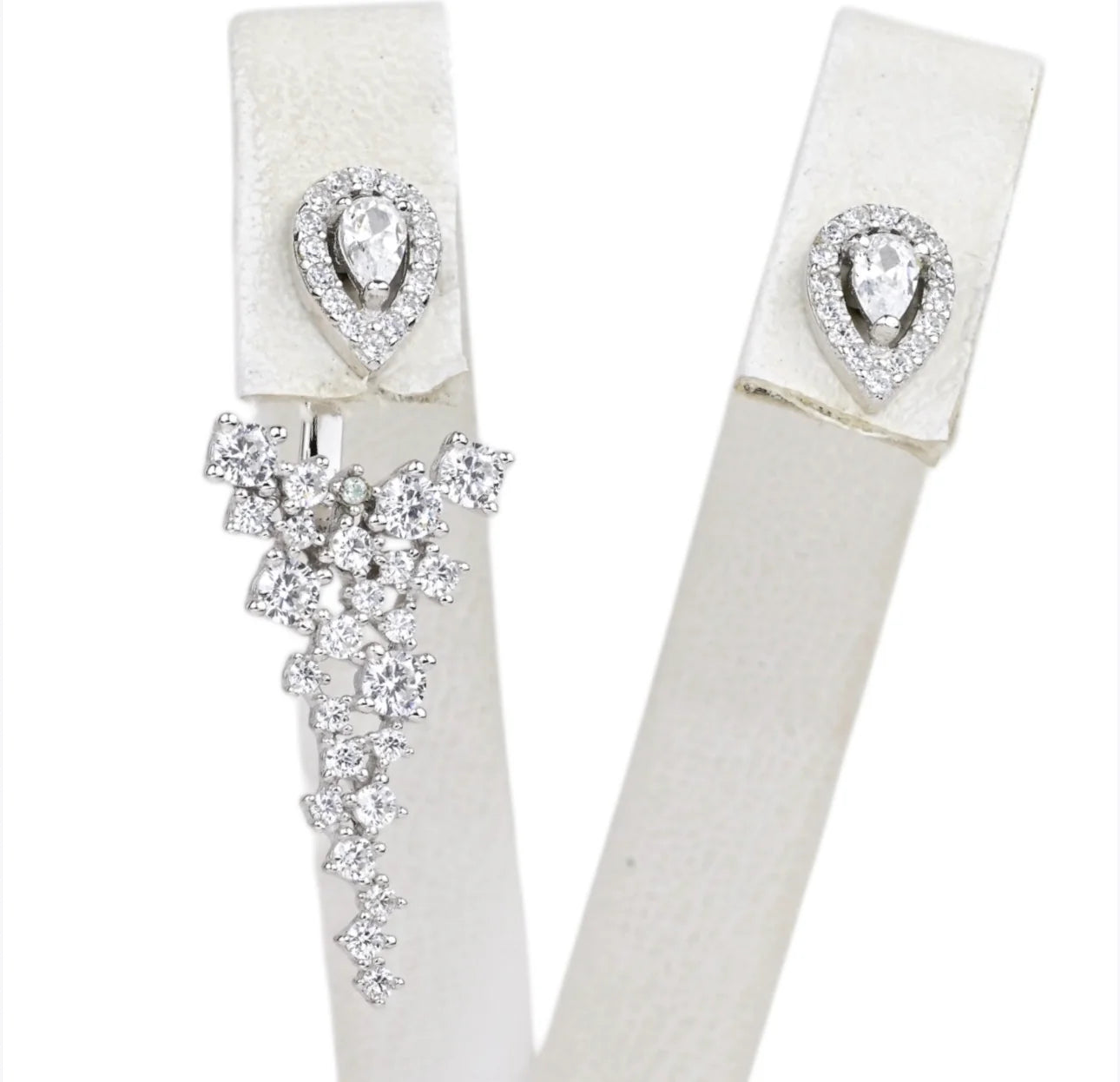 Silver Transformer Earrings with Zirconia stones