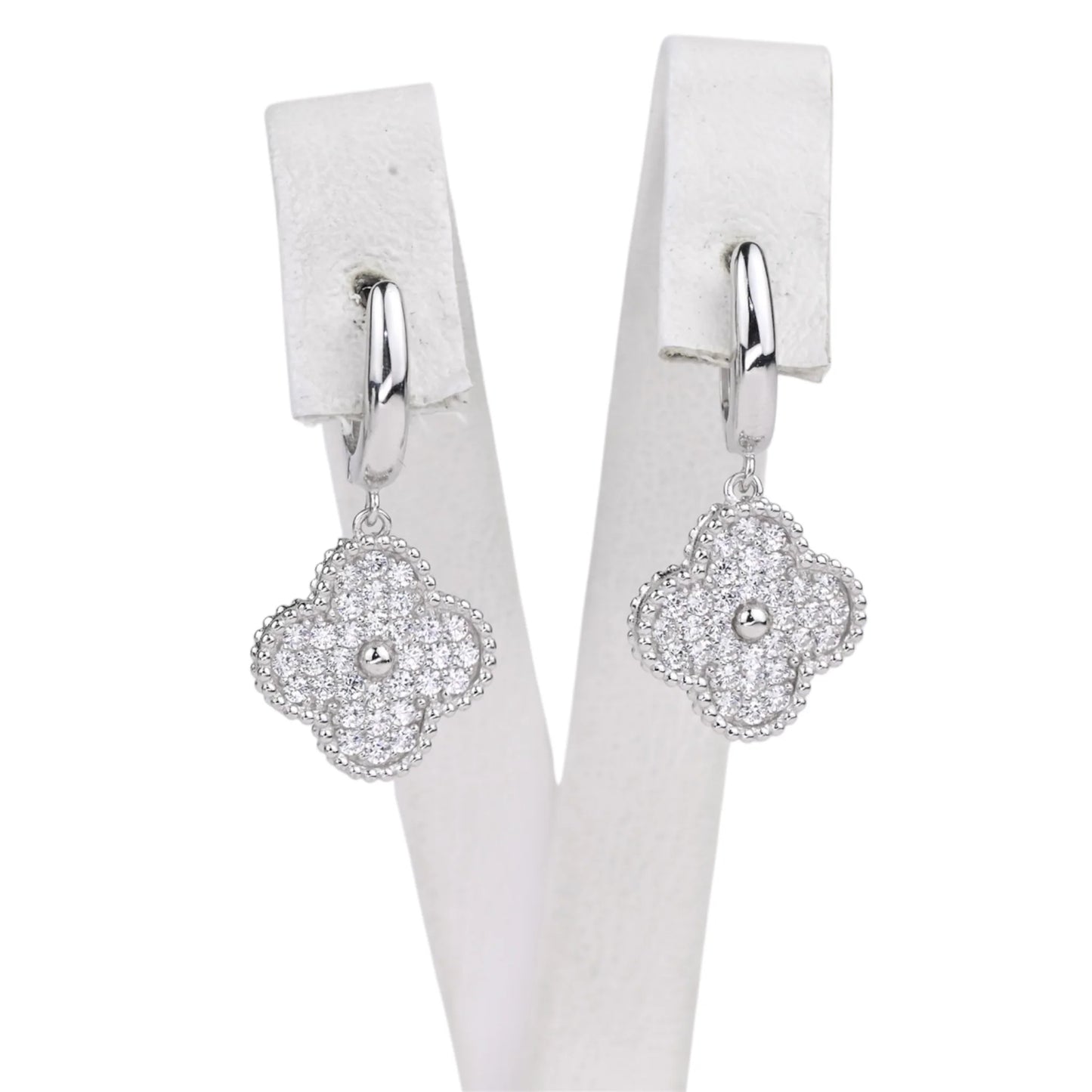 Dangle Silver Earrings Clover