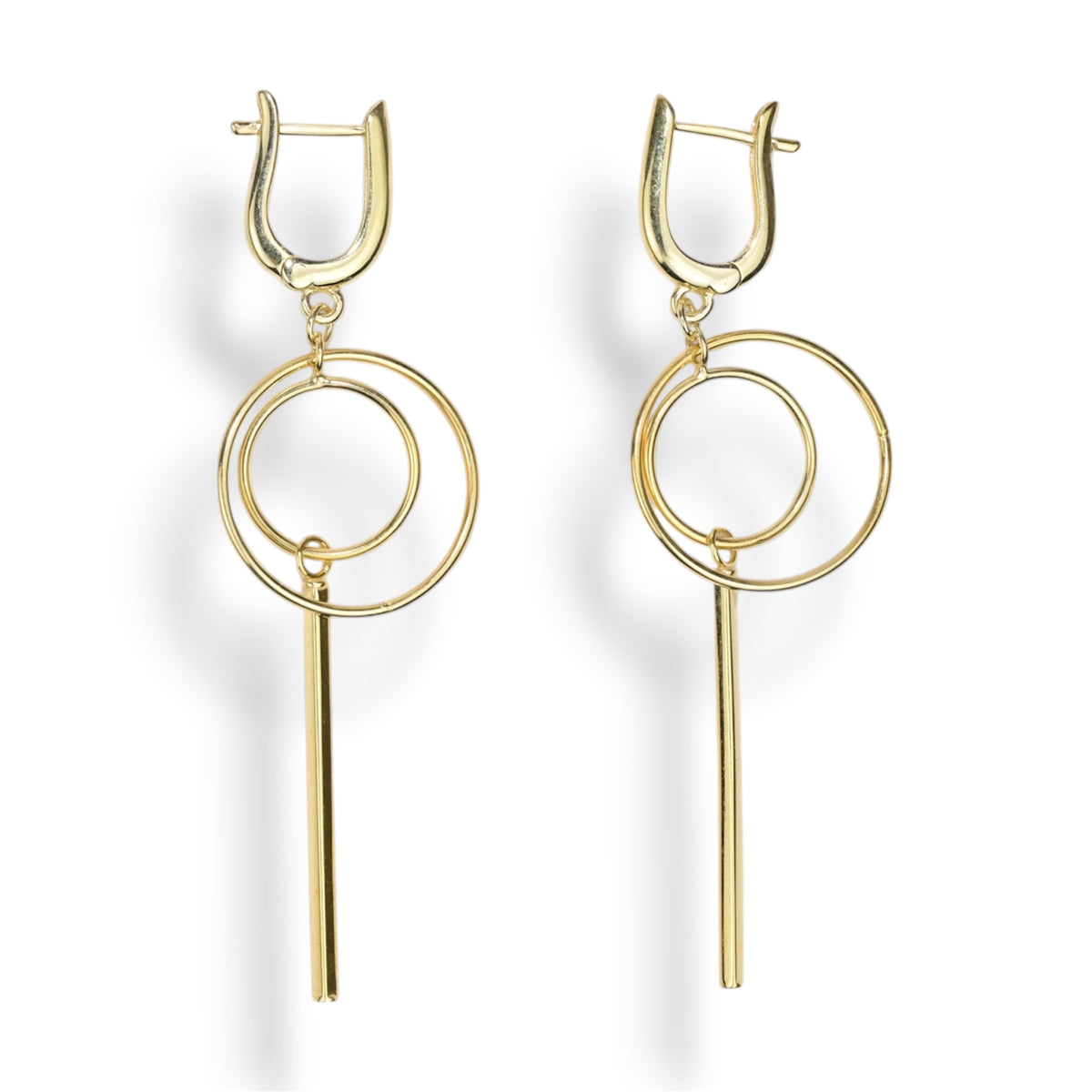 Silver Dangle Earrings Yellow Gold Plated