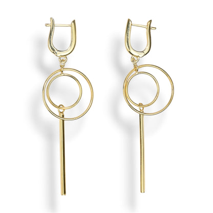 Silver Dangle Earrings Yellow Gold Plated