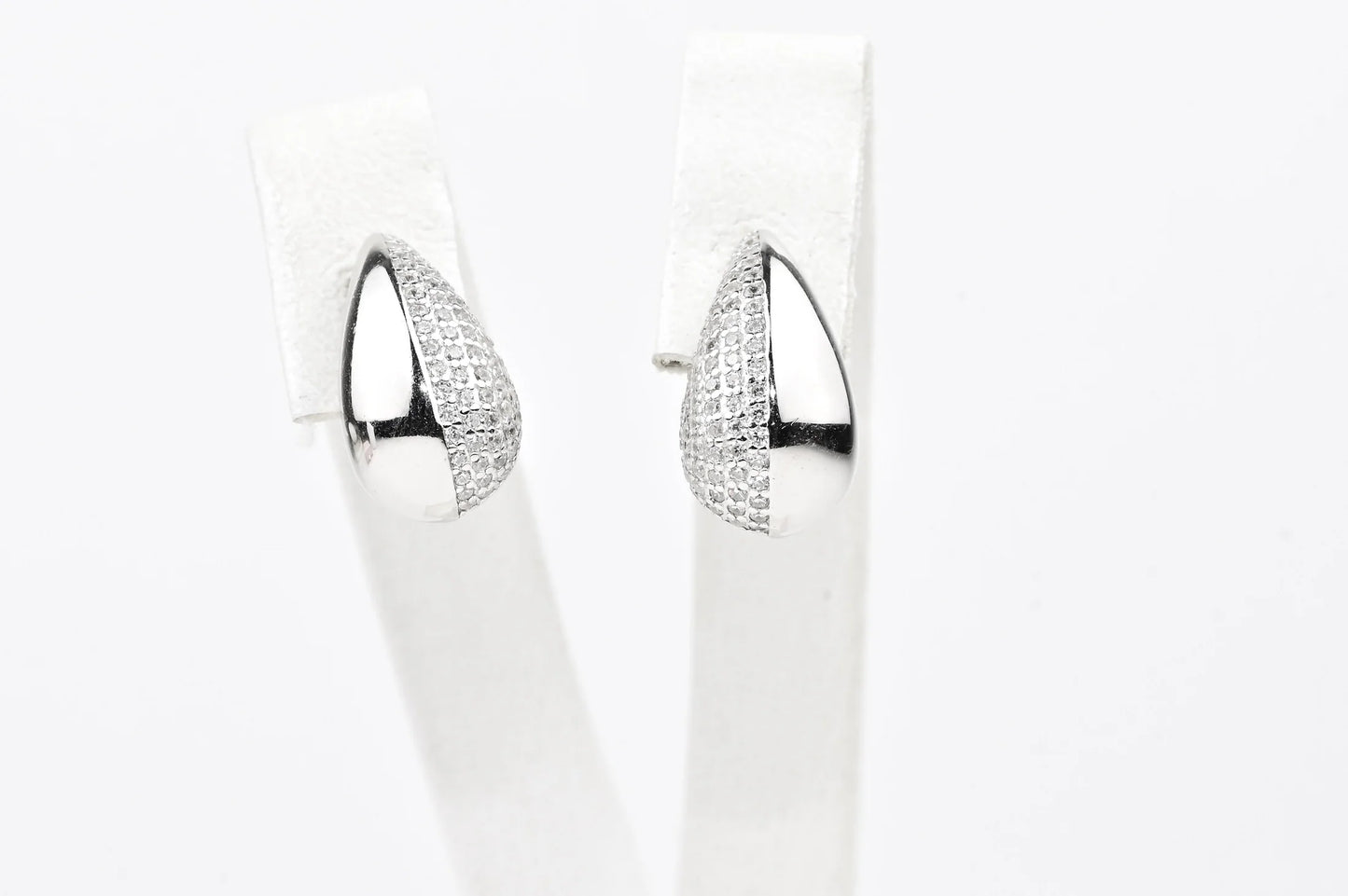 Stud Silver Earrings Drop with Zirconia stones