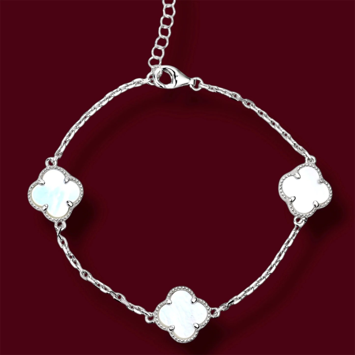 Silver Bracelet Clover Mother of Pearl