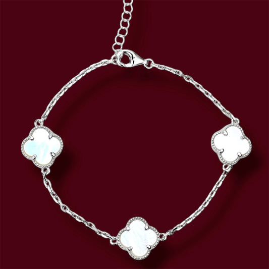 Silver Bracelet Clover Mother of Pearl