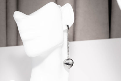 Silver Dangle Earrings Drop Heart