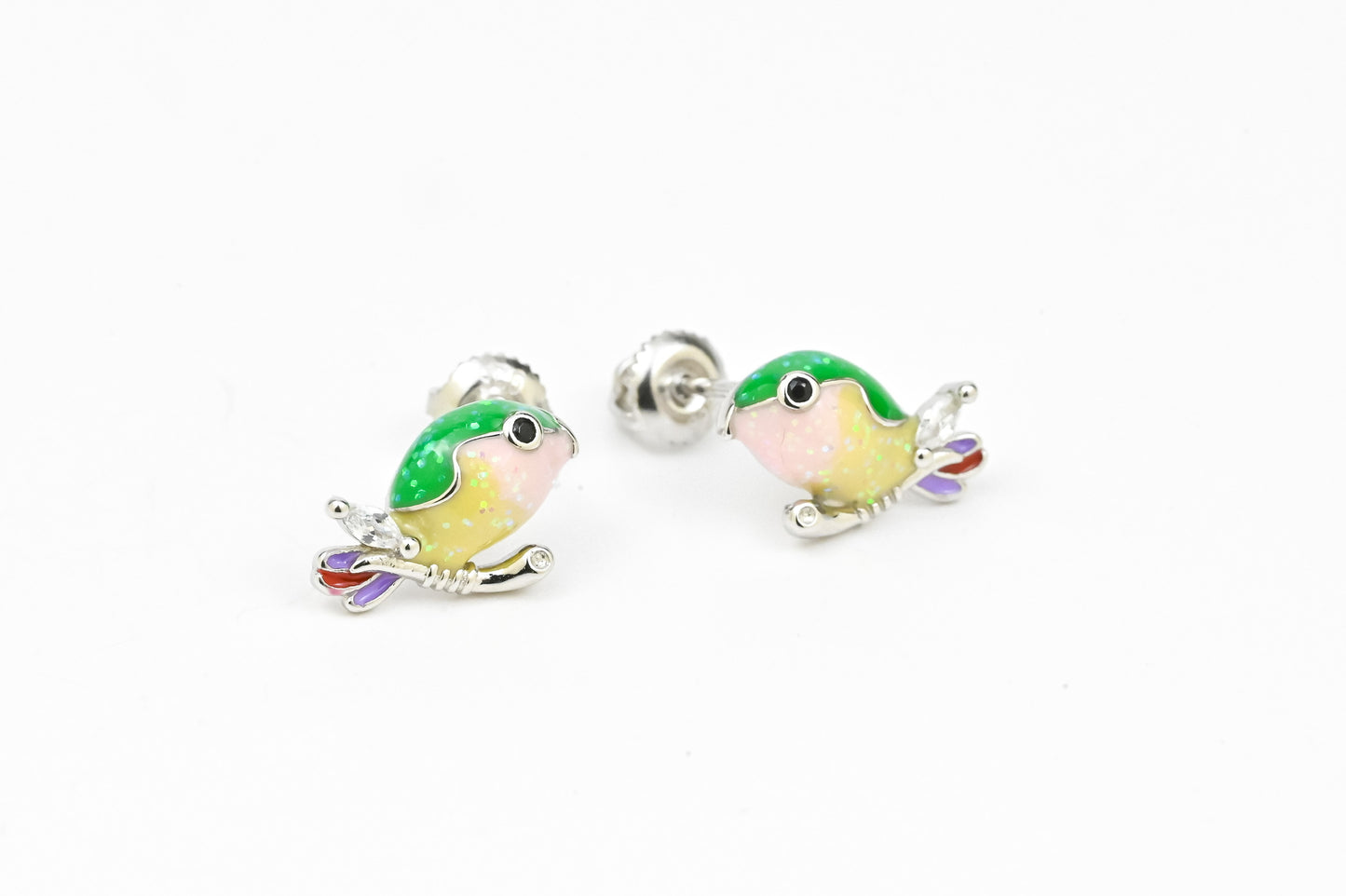 Silver Kids Stud Earrings Bird