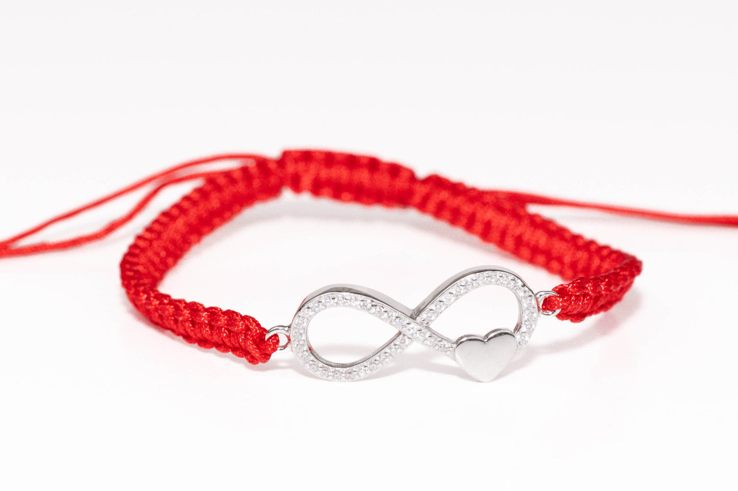 Silver Red Thread Bracelet Infinity Love