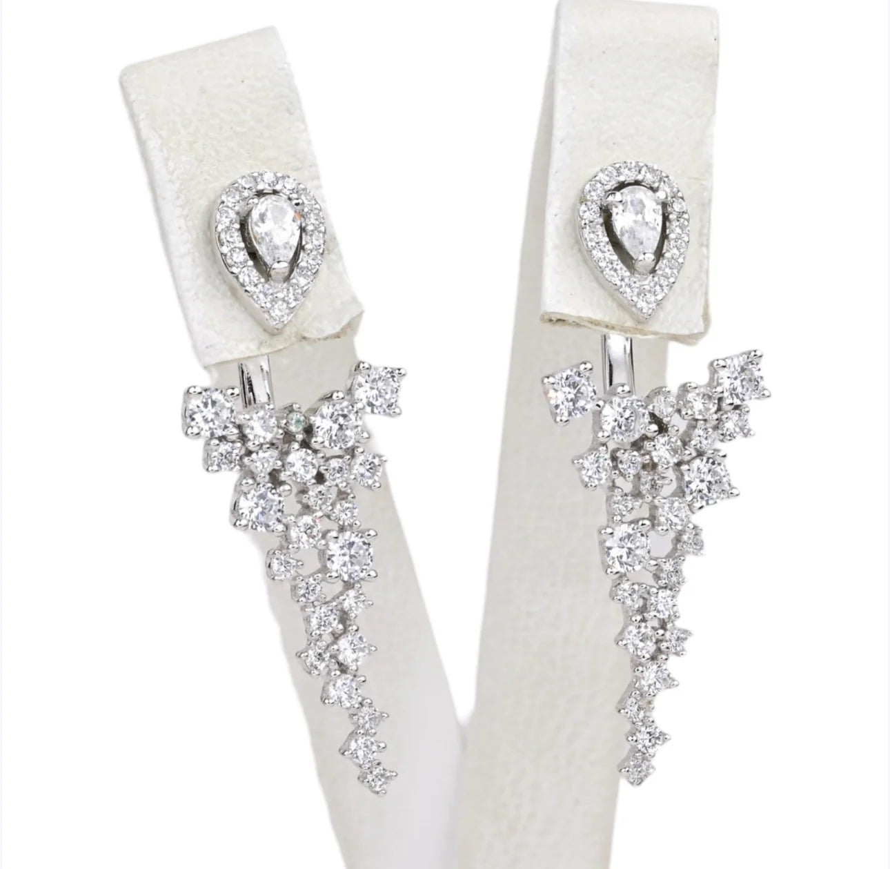 Silver Transformer Earrings with Zirconia stones