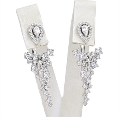 Silver Transformer Earrings with Zirconia stones