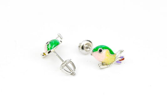 Silver Kids Stud Earrings Bird