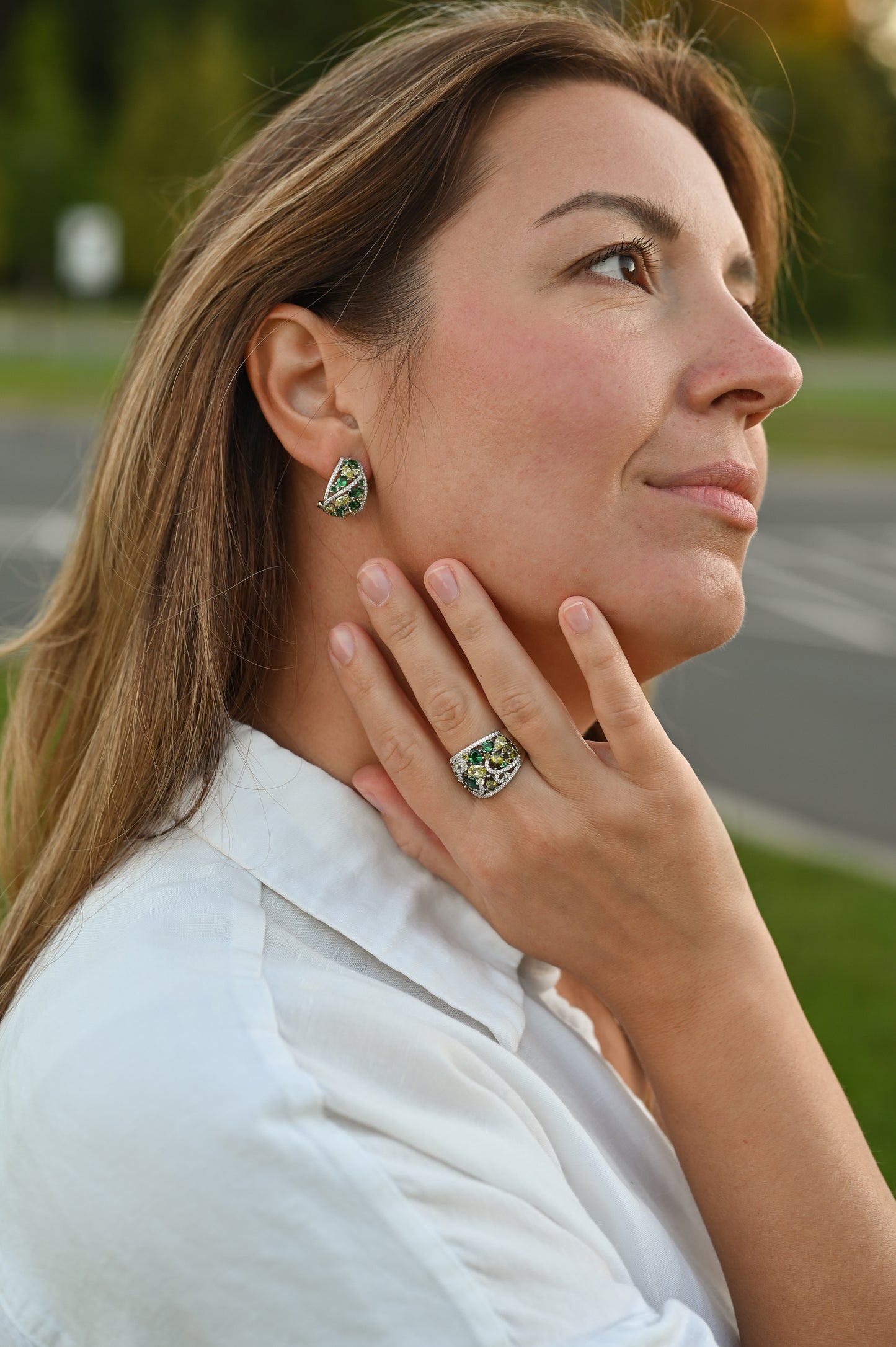 Bright stone Jewelry Set (Multiple Color Variants)