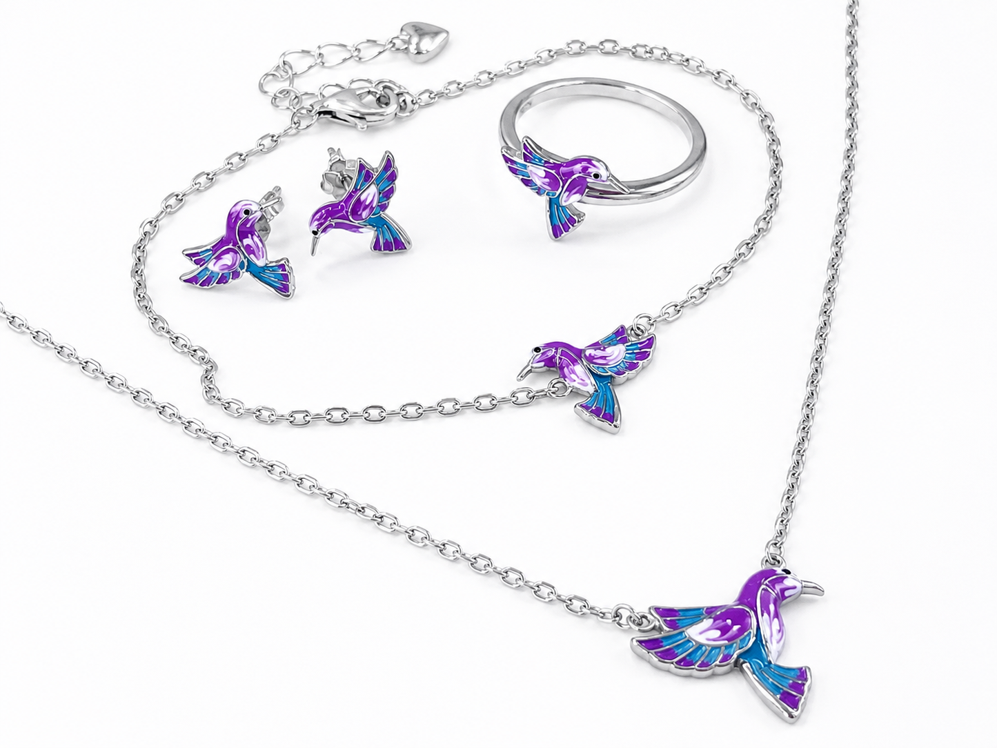 Dainty Hummingbird Jewelry Set