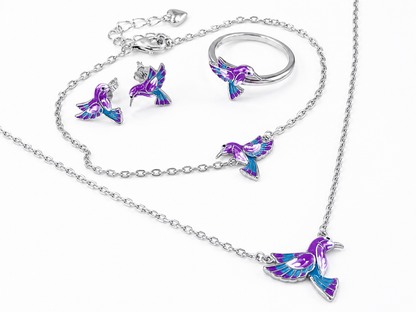 Dainty Hummingbird Jewelry Set