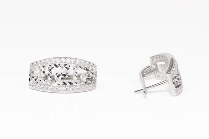 Silver Earrings Geometric Design