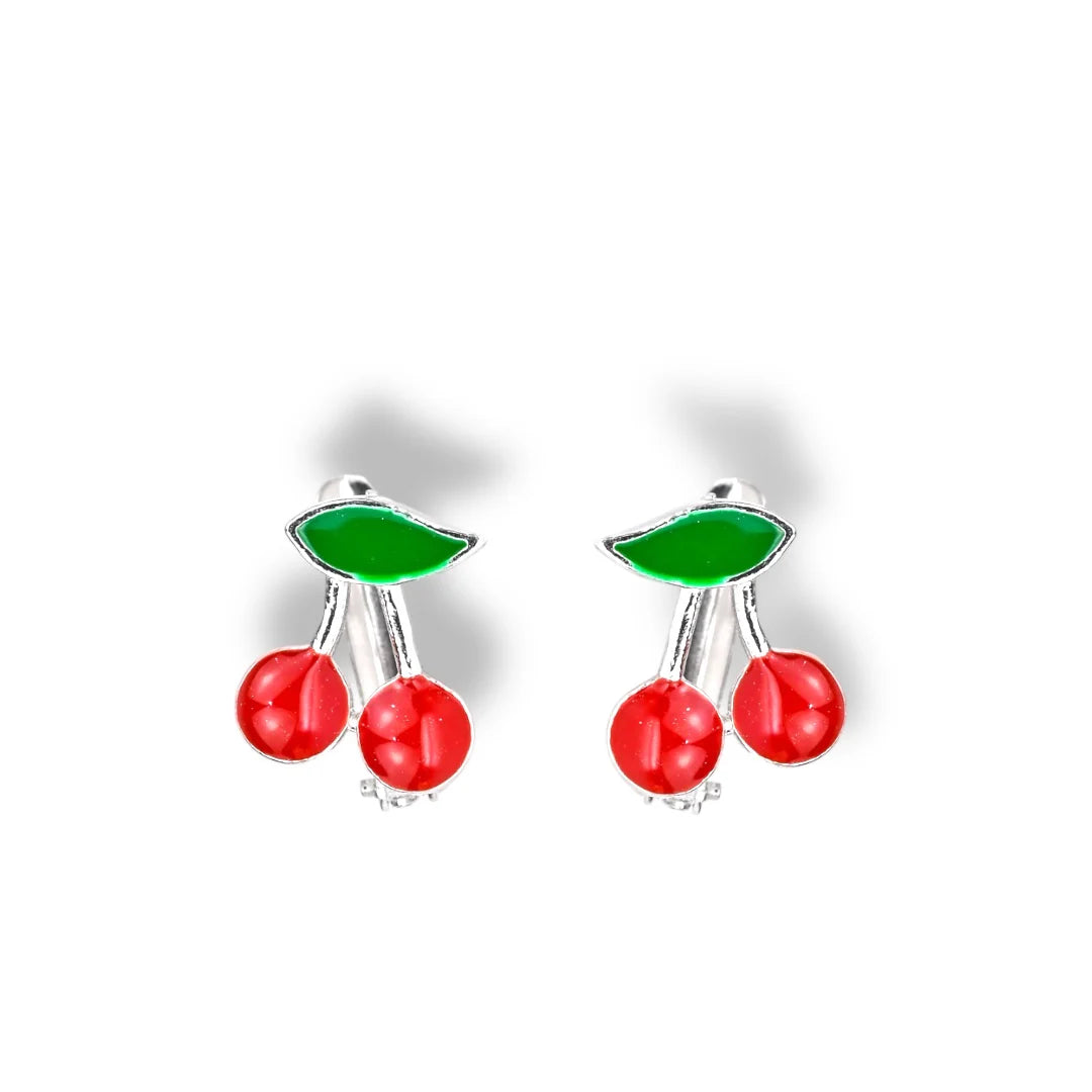 Kids Silver Earrings Cherry