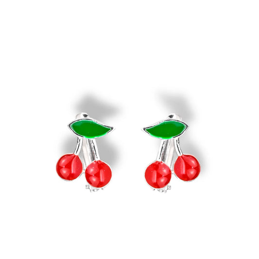 Kids Silver Earrings Cherry