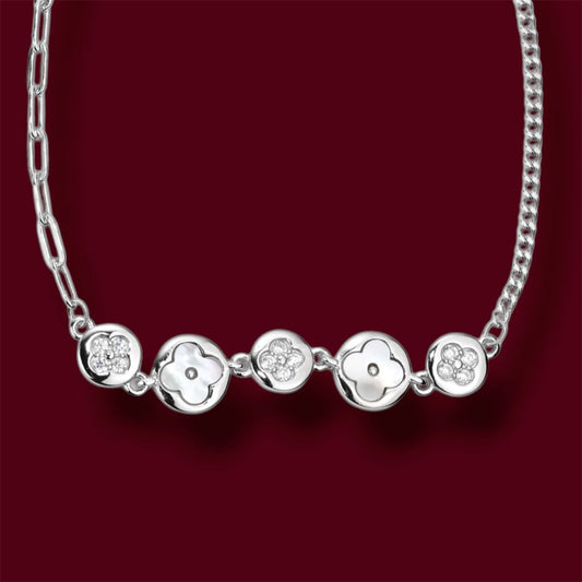 Silver Bracelet Clover Mother of Pearl