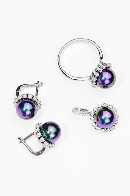 Silver Set Iridescent Pearl