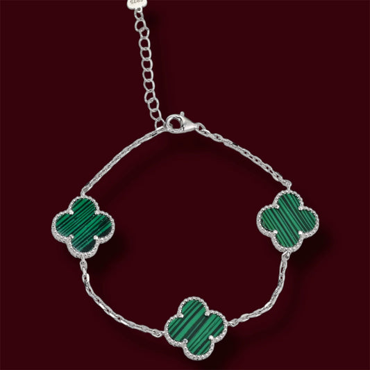 Bracelet Silver 925 Clover Malachite