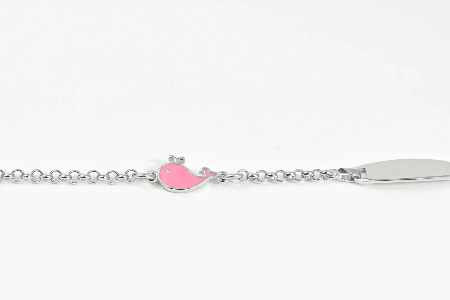 Silver Kids Bracelet Pink Dolphin