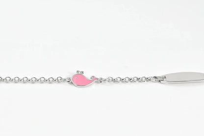 Silver Kids Bracelet Pink Dolphin