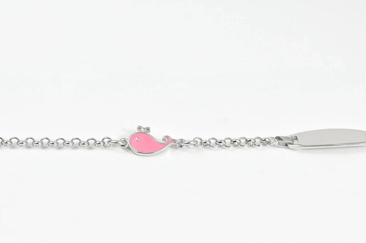 Silver Kids Bracelet Pink Dolphin