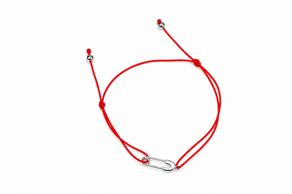 Silver Red Thread Bracelet Pin