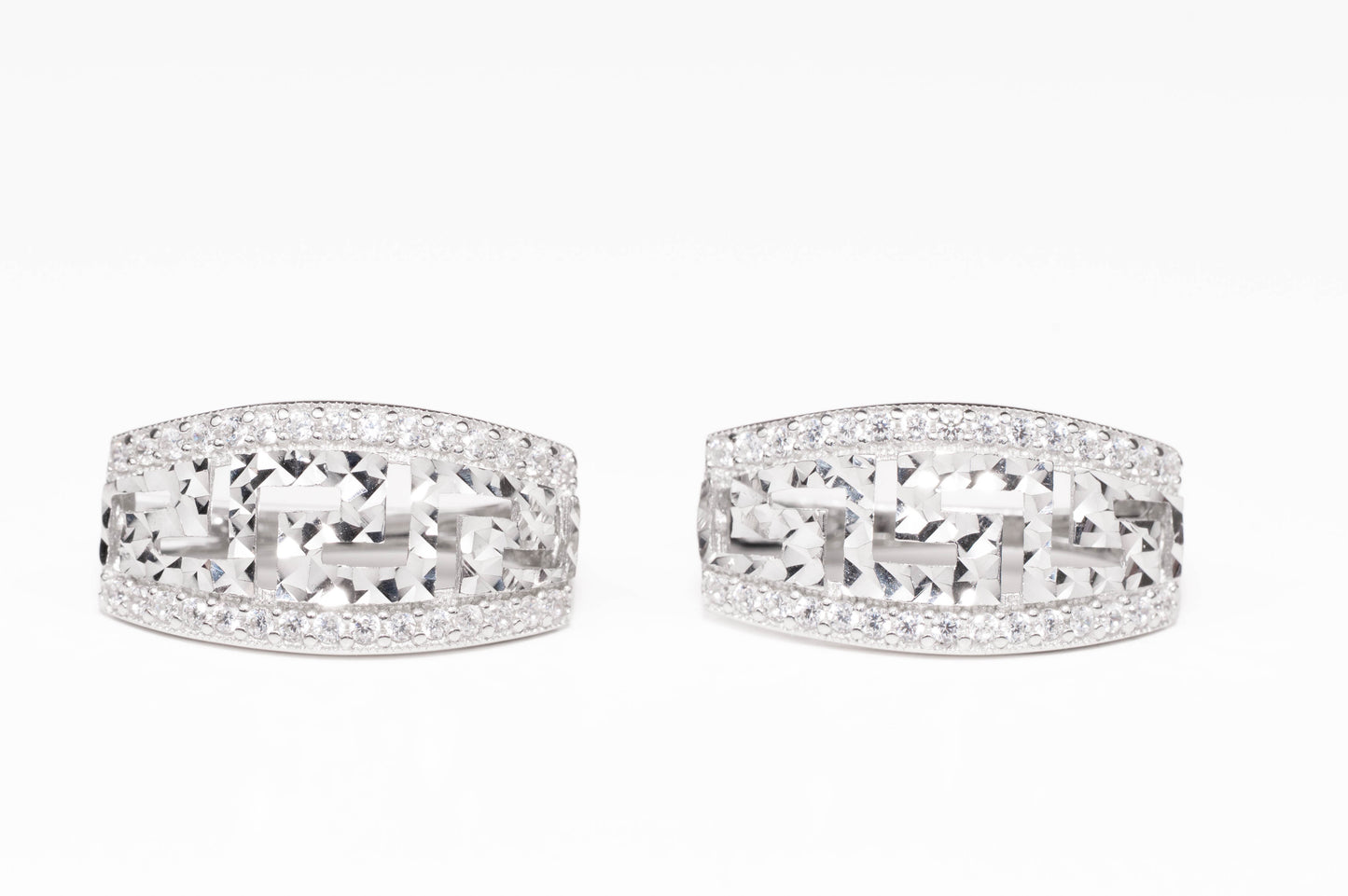 Silver Earrings Geometric Design