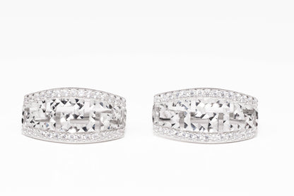 Silver Earrings Geometric Design