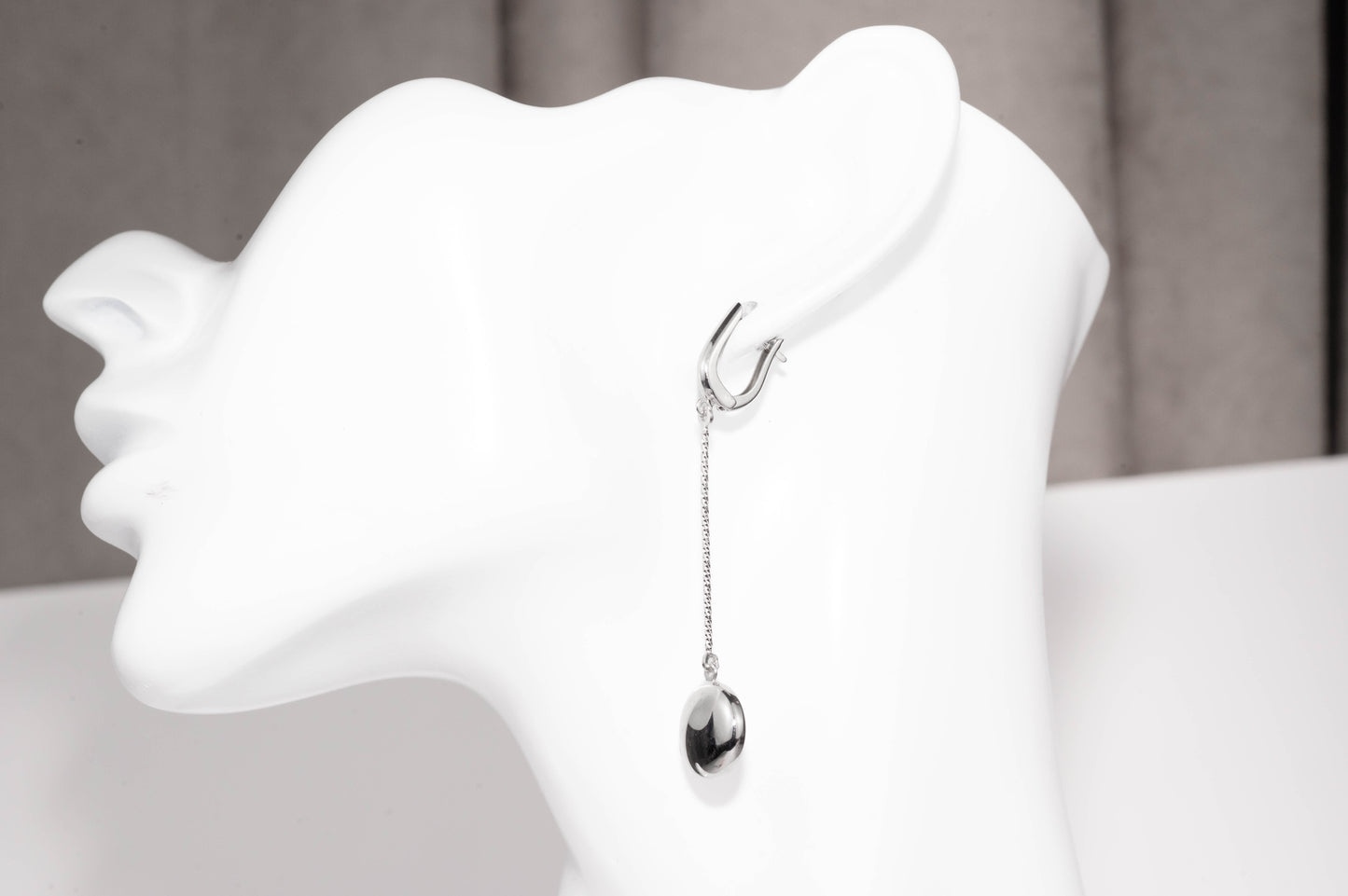 Silver Dangle Earrings Drop Ball