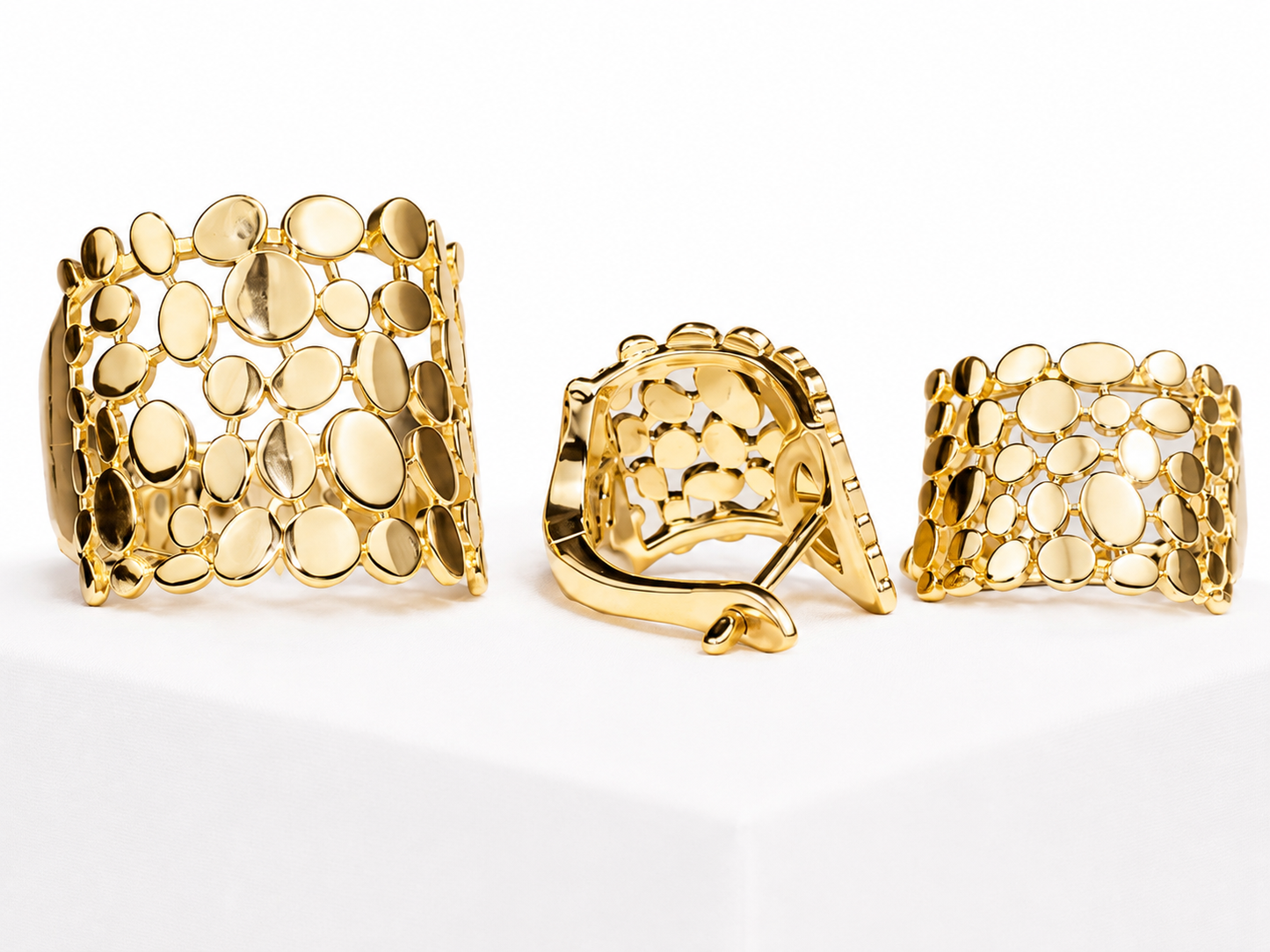 Silver Yellow Gold Plated Set (Earrings &Ring)