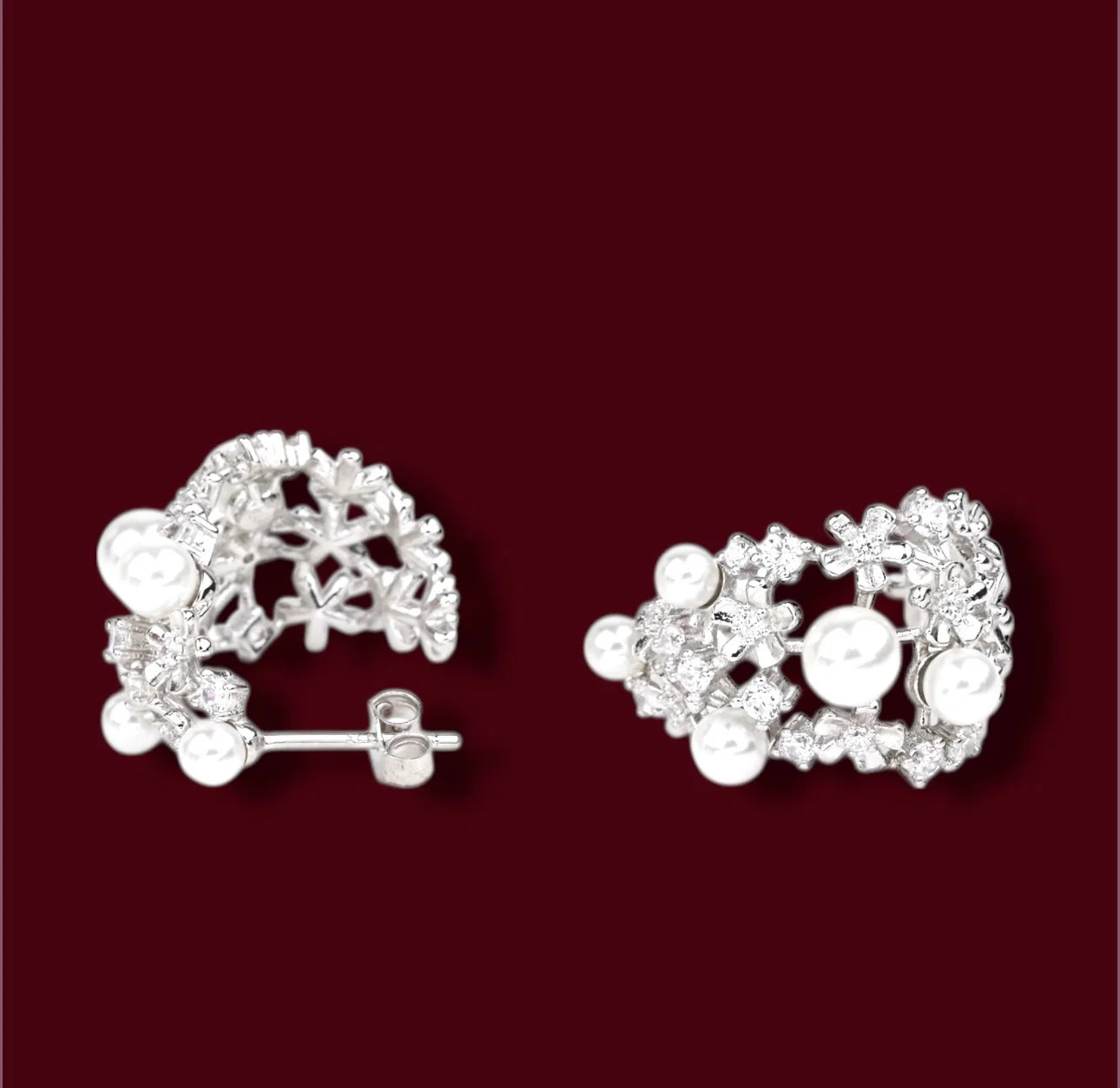 Silver Earrings with Pearls