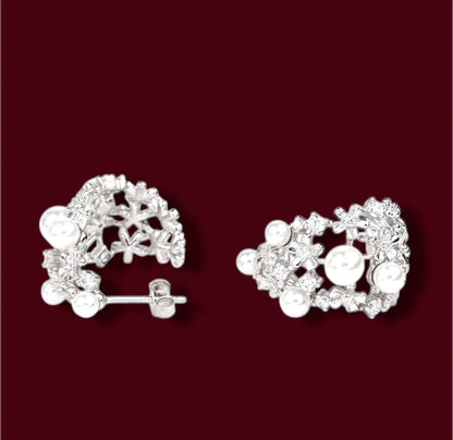 Silver Earrings with Pearls