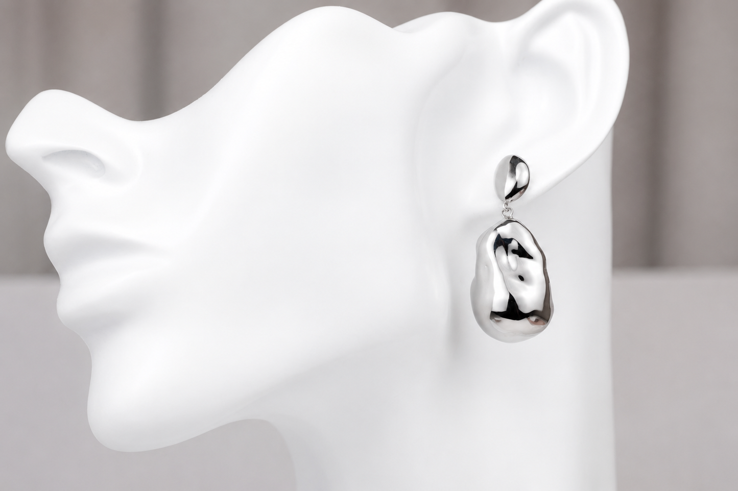 Silver Earrings Studs Abstract