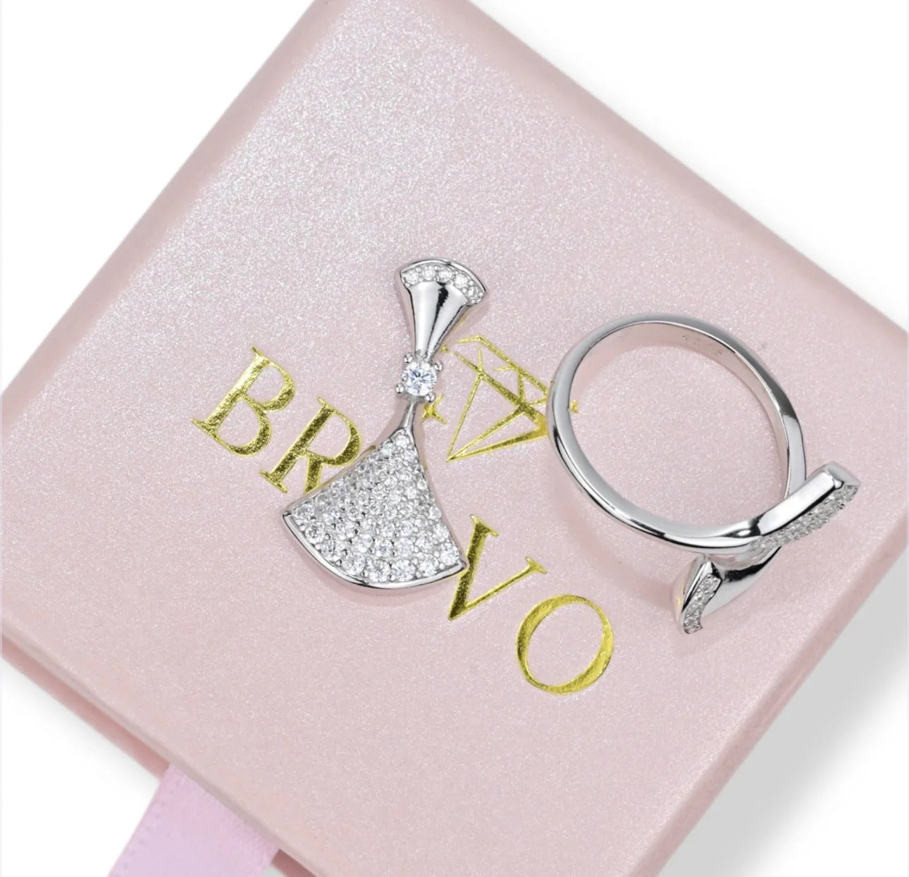 Silver Set with Zirconia stones (Earrings, Ring, Pendant)