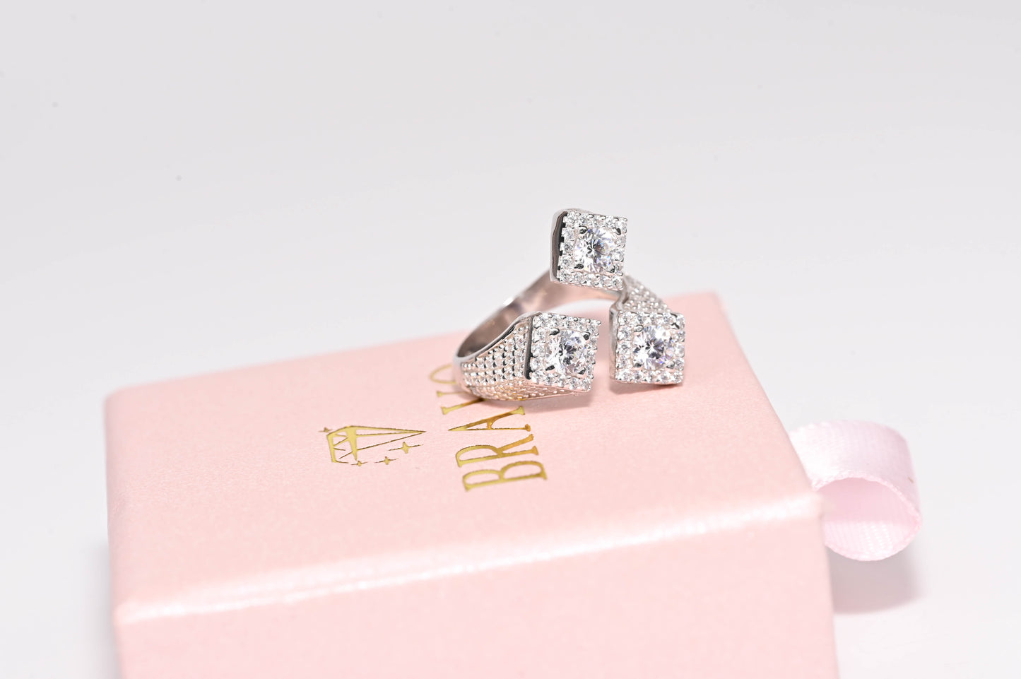 Silver Ring Triple Square