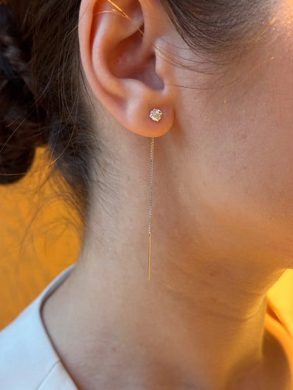 Silver Thread Earrings with Zirconia stones